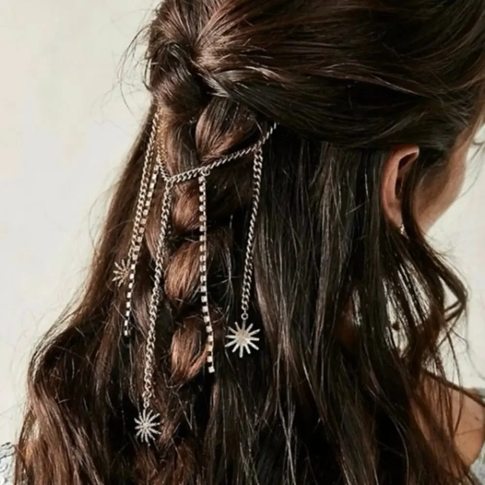 Free People Majestic Hair Piece Silver Black Bohemian Renaissance Medieval